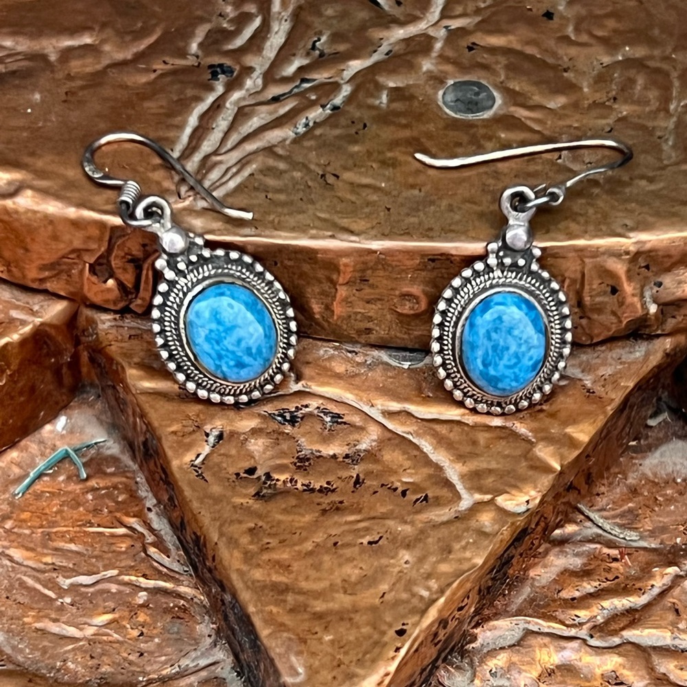 Vintage Native American Sterling Silver Lapis Earrings